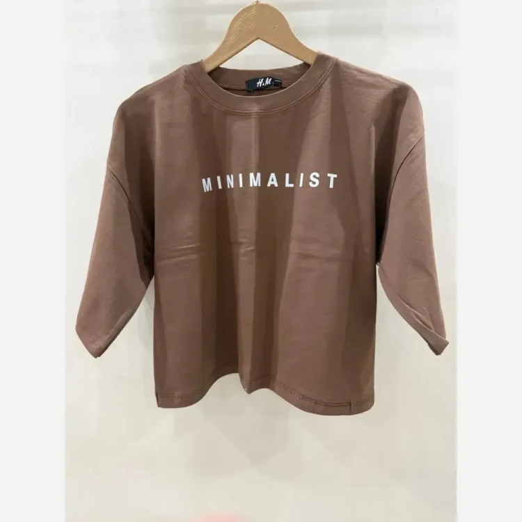 تیشرت کراپ دخترانه زنانه مینیمال سبز پاستلی طرح MINIMALIST