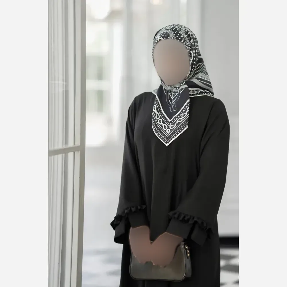 عبا آستین چیندار جنس شانتون فری سایز رنگی