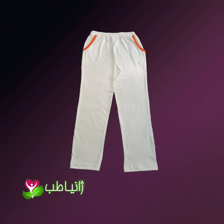 شلوار راحتی زنانه نخی پنبه غیر تراریخته سایز L تا 2XL رنگ کرم