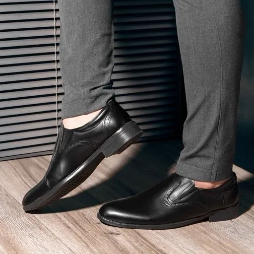 ست کفش و کمربند مردانه مدل رویال و نیک کلاسیک چرم مصنوعی بیاله