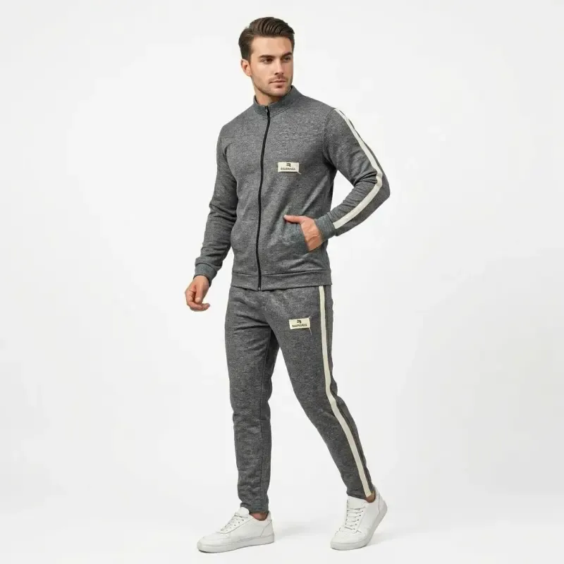 ست سویشرت و شلوار مردانه ورزشی کرک دار پاییزه و زمستانه طوسی