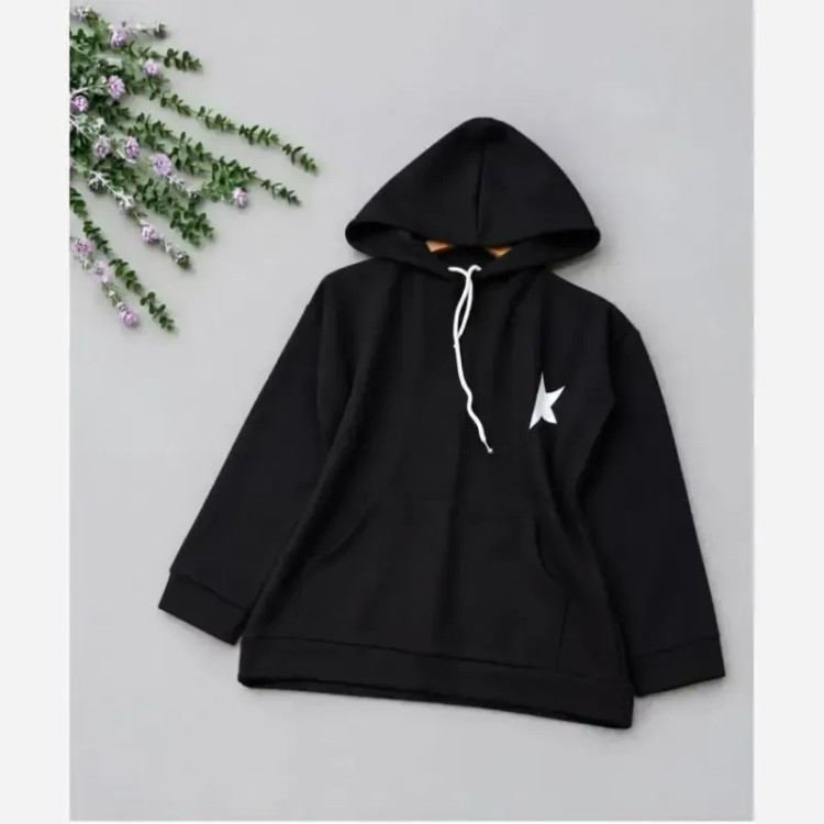 هودی کلاهدار ستاره دورس تو کرکی جیبدار فری سایز