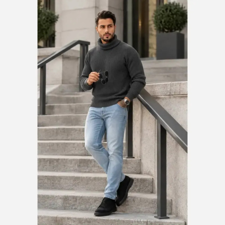 پلیور بافت مردانه و زنانه یقه اسکی اسپرت فری سایز رنگبندی متنوع