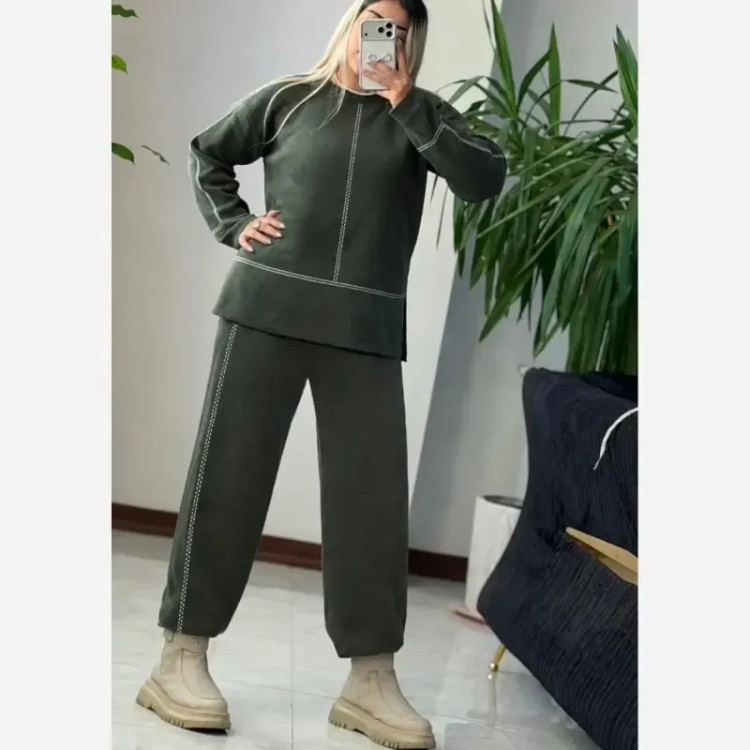 ست بافت خطی زنانه جنس بافت اعلا گرم بالا سایز 38 تا 48