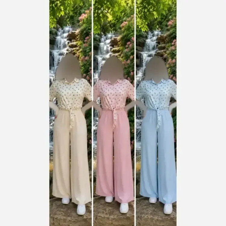 شومیز گره ای چاپی پاپیونی جنس پری صابونی شیشه ای فری سایز