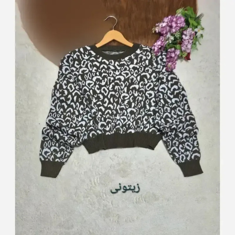 کراپ بافت پلنگی زنانه آکریل فری سایز