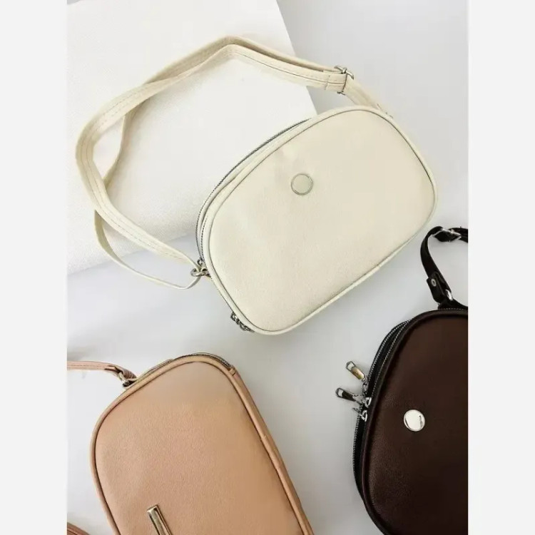 کیف سالی سه خونه زنانه رنگ مشکی شکلاتی کرم نسکافه ای سایز 22 در 15