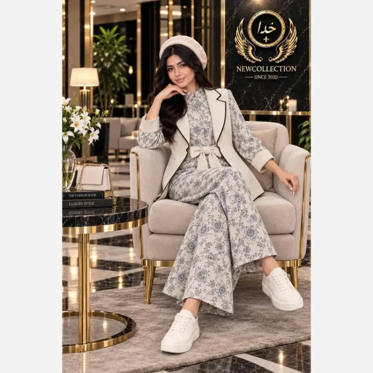 ست کت و اورال پاییزه آپامه جنس لینن نچرال اعلا رنگ بندی متنوع سایز فری