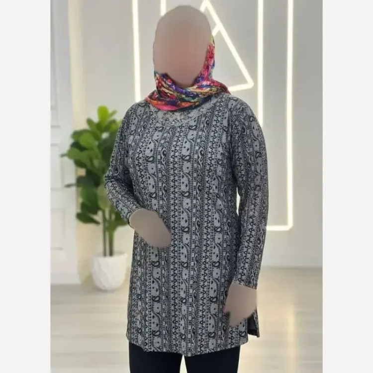 تونیک نگین دار مدل ژالین ژاکارد ویسکوز فری سایز