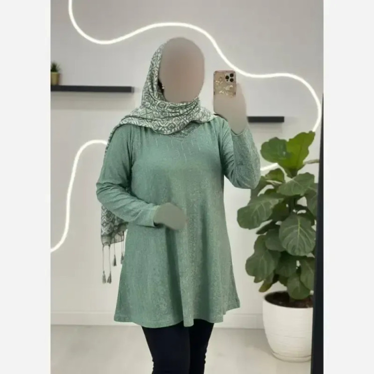 تونیک نگین دار مدل ژالین ژاکارد ویسکوز فری سایز