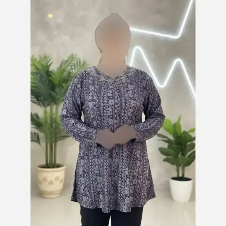 تونیک نگین دار مدل ژالین ژاکارد ویسکوز فری سایز